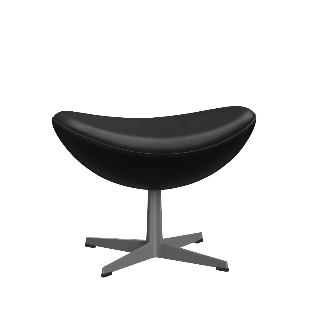 3127 Fußhocker für Egg™ Sessel, Gestell in Silbergrau von Arne Jacobsen - Grace Leder - Black - Jacobsen Plus