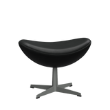 3127 Fußhocker für Egg™ Sessel, Gestell in Silbergrau von Arne Jacobsen - Grace Leder - Black - Jacobsen Plus