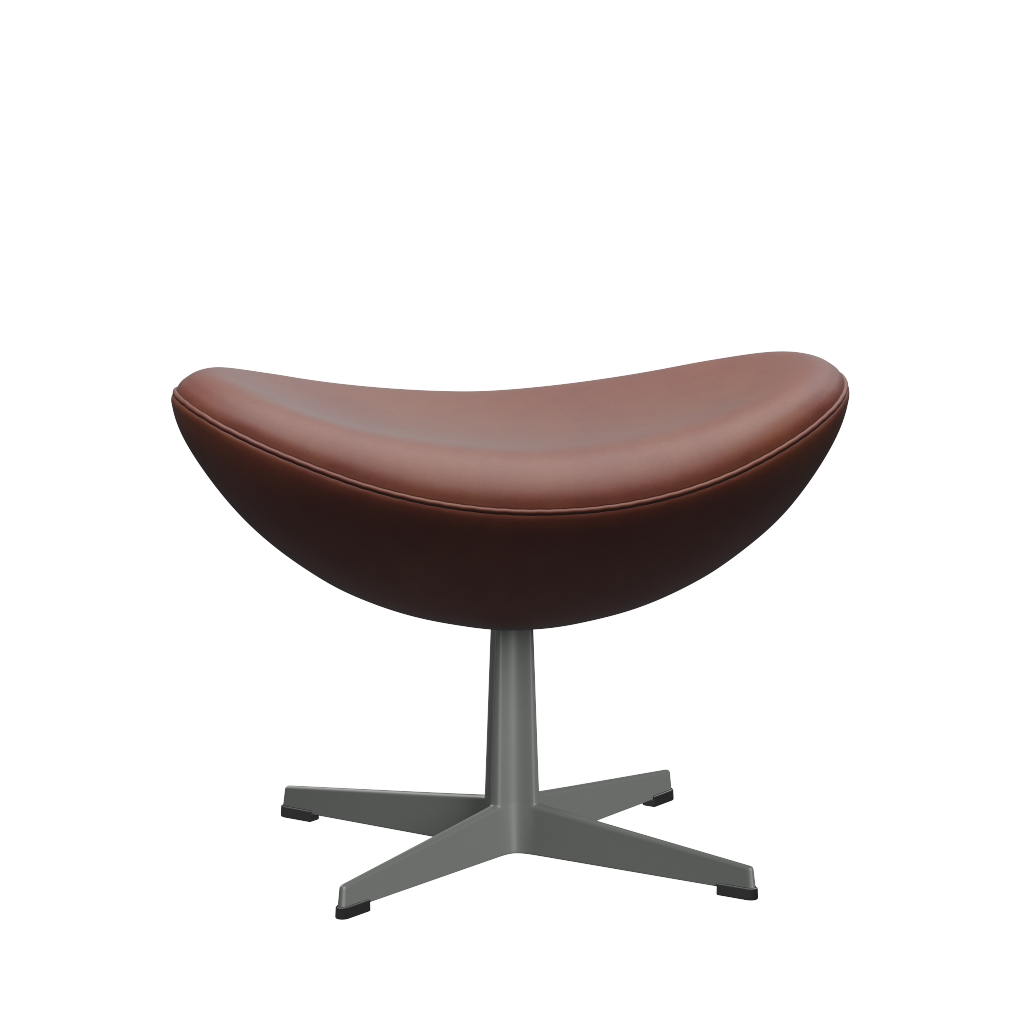 3127 Fußhocker für Egg™ Sessel, Gestell in Silbergrau von Arne Jacobsen - Grace Leder - Chestnut - Jacobsen Plus