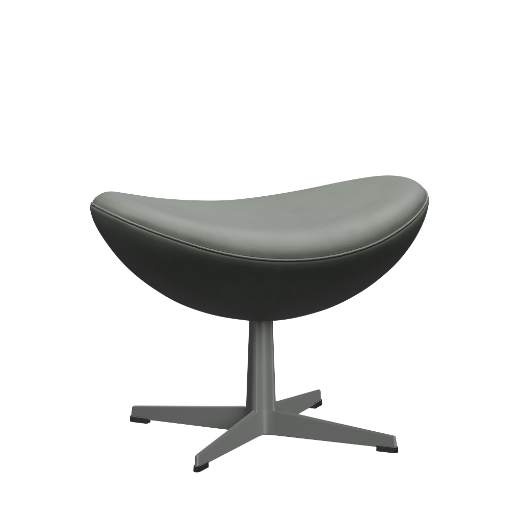 3127 Fußhocker für Egg™ Sessel, Gestell in Silbergrau von Arne Jacobsen - Grace Leder - Concrete Grey - Jacobsen Plus