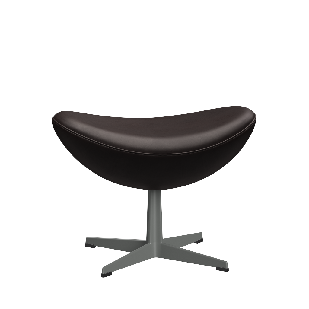 3127 Fußhocker für Egg™ Sessel, Gestell in Silbergrau von Arne Jacobsen - Grace Leder - Dark Brown - Jacobsen Plus