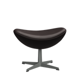 3127 Fußhocker für Egg™ Sessel, Gestell in Silbergrau von Arne Jacobsen - Grace Leder - Dark Brown - Jacobsen Plus