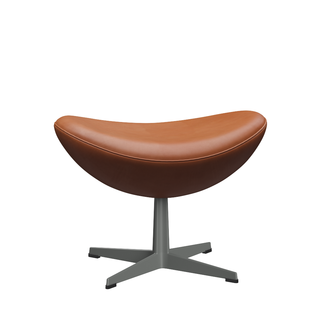 3127 Fußhocker für Egg™ Sessel, Gestell in Silbergrau von Arne Jacobsen - Grace Leder - Walnut - Jacobsen Plus