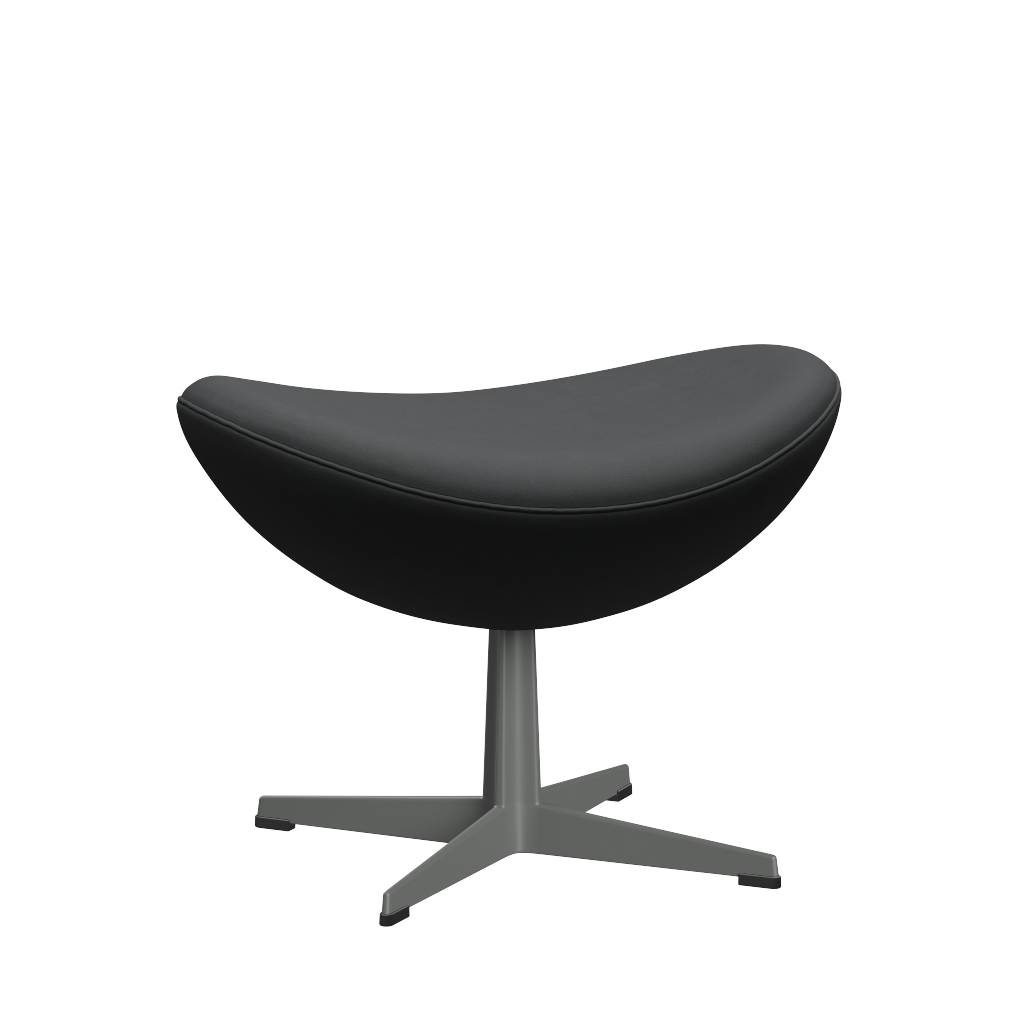 3127 Fußhocker für Egg™ Sessel, Gestell in Silbergrau von Arne Jacobsen - Haze Leder - Anthracite - Jacobsen Plus