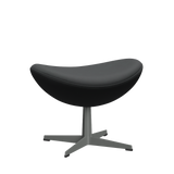 3127 Fußhocker für Egg™ Sessel, Gestell in Silbergrau von Arne Jacobsen - Haze Leder - Anthracite - Jacobsen Plus
