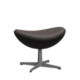 3127 Fußhocker für Egg™ Sessel, Gestell in Silbergrau von Arne Jacobsen - Haze Leder - Dark Brown - Jacobsen Plus