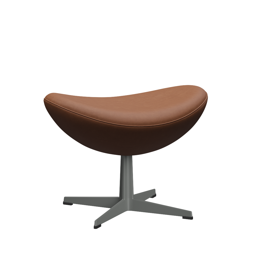 3127 Fußhocker für Egg™ Sessel, Gestell in Silbergrau von Arne Jacobsen - Haze Leder - Walnut - Jacobsen Plus