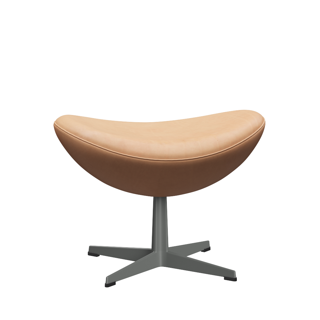3127 Fußhocker für Egg™ Sessel, Gestell in Silbergrau von Arne Jacobsen - Natural Leder - Jacobsen Plus