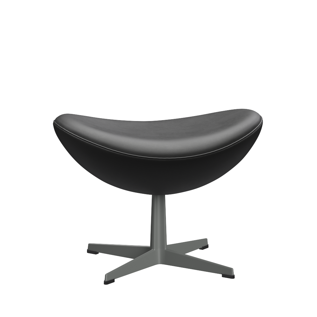 3127 Fußhocker für Egg™ Sessel, Gestell in Silbergrau von Arne Jacobsen - Essential Leder - Black - Jacobsen Plus