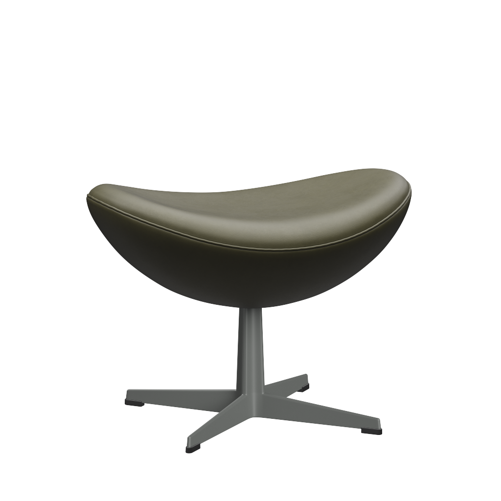 3127 Fußhocker für Egg™ Sessel, Gestell in Silbergrau von Arne Jacobsen - Essential Leder - Moss Green - Jacobsen Plus
