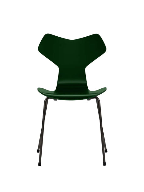 3130 Grand Prix stol lakeret af Arne Jacobsen - Evergreen / Sort - Jacobsen Plus