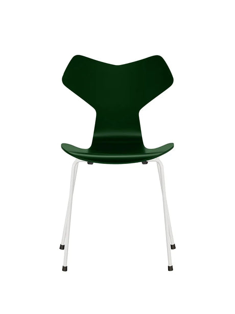 3130 Grand Prix stol lakeret af Arne Jacobsen - Evergreen / Hvid - Jacobsen Plus