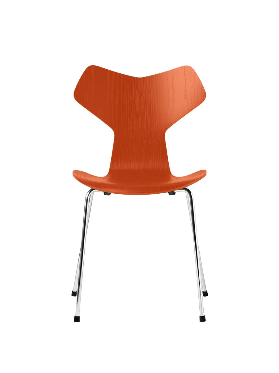 3130 Grand Prix stol i farvet ask af Arne Jacobsen - Paradise Orange / Krom - Jacobsen Plus