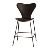 Fritz Hansen - 3187 lav barstol, naturfiner og forsidepolstret i Grace læder - Bøg - Mørk brun læder - Brown Bronze stel - Jacobsen Plus