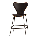 Fritz Hansen - 3187 lav barstol, naturfiner og forsidepolstret i Grace læder - Kirsebær - Mørk brun læder - Brown Bronze stel - Jacobsen Plus