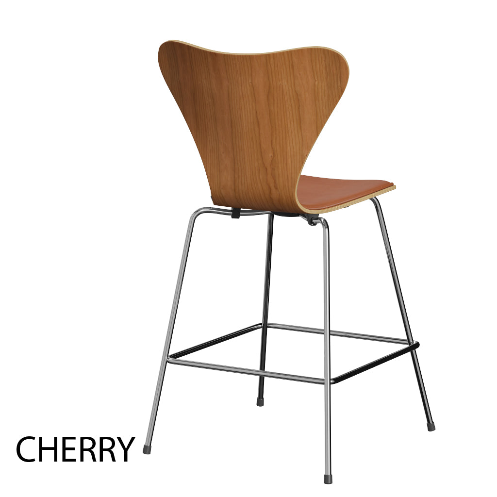 Fritz Hansen - 3187 lav barstol, naturfiner og forsidepolstret i Grace læder - 2 - Jacobsen Plus