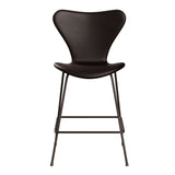 Fritz Hansen - 3187 lav barstol, fuldpolstret i Grace læder - Mørk brun læder - Brown Bronze stel - Jacobsen Plus