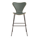 Fritz Hansen - 3197 høj barstol, naturfiner og forsidepolstret i Grace læder - Bøg - Concrete Grey læder - Brown Bronze stel - Jacobsen Plus