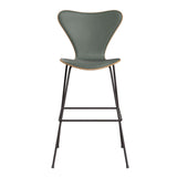 Fritz Hansen - 3197 høj barstol, naturfiner og forsidepolstret i Grace læder - Bøg - Concrete Grey læder - Warm Graphite stel - Jacobsen Plus