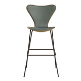 Fritz Hansen - 3197 høj barstol, naturfiner og forsidepolstret i Grace læder - Kirsebær - Concrete Grey læder - Brown Bronze stel - Jacobsen Plus