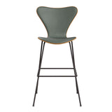 Fritz Hansen - 3197 høj barstol, naturfiner og forsidepolstret i Grace læder - Kirsebær - Concrete Grey læder - Warm Graphite stel - Jacobsen Plus