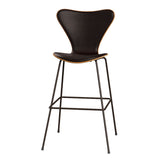 Fritz Hansen - 3197 høj barstol, naturfiner og forsidepolstret i Grace læder - Kirsebær - Mørk brun læder - Brown Bronze stel - Jacobsen Plus