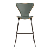 Fritz Hansen - 3197 høj barstol, naturfiner og forsidepolstret i Grace læder - Elm - Concrete Grey læder - Brown Bronze stel - Jacobsen Plus