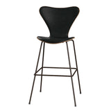 Fritz Hansen - 3197 høj barstol, naturfiner og forsidepolstret i Grace læder - Valnød - Sort læder - Brown Bronze stel - Jacobsen Plus