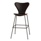 Fritz Hansen - 3197 høj barstol, naturfiner og forsidepolstret i Grace læder - Valnød - Mørk brun læder - Brown Bronze stel - Jacobsen Plus