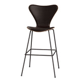 Fritz Hansen - 3197 høj barstol, naturfiner og forsidepolstret i Grace læder - Valnød - Mørk brun læder - Warm Graphite stel - Jacobsen Plus