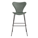 Fritz Hansen - 3197 høj barstol, fuldpolstret i Grace læder - Concrete Grey læder - Warm Graphite stel - Jacobsen Plus