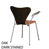 Fritz Hansen - 3207 Stuhl mit Armlehnen, Naturfurnier und Vorderseite gepolstert in Grace Leder - 1 - Jacobsen Plus