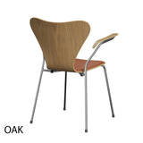 Fritz Hansen - 3207 Stuhl mit Armlehnen, Naturfurnier und Vorderseite gepolstert in Grace Leder - 5 - Jacobsen Plus