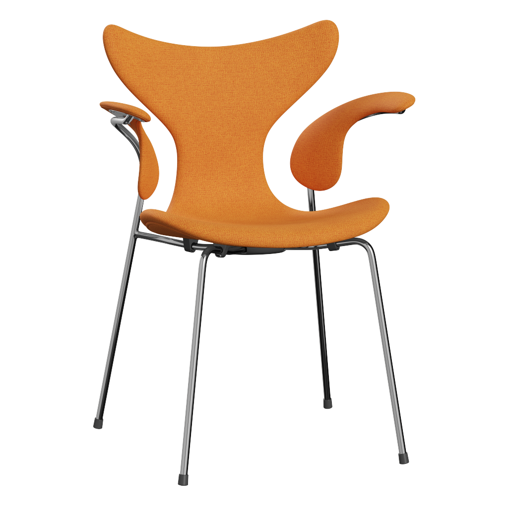 3208 Die Lilie mit Armlehnen, vollgepolstert von Arne Jacobsen - Christianshavn - 1213 Bright Orange - Jacobsen Plus