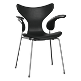 3208 Die Lilie mit Armlehnen, vollgepolstert von Arne Jacobsen - Grace Leder - Black - Jacobsen Plus