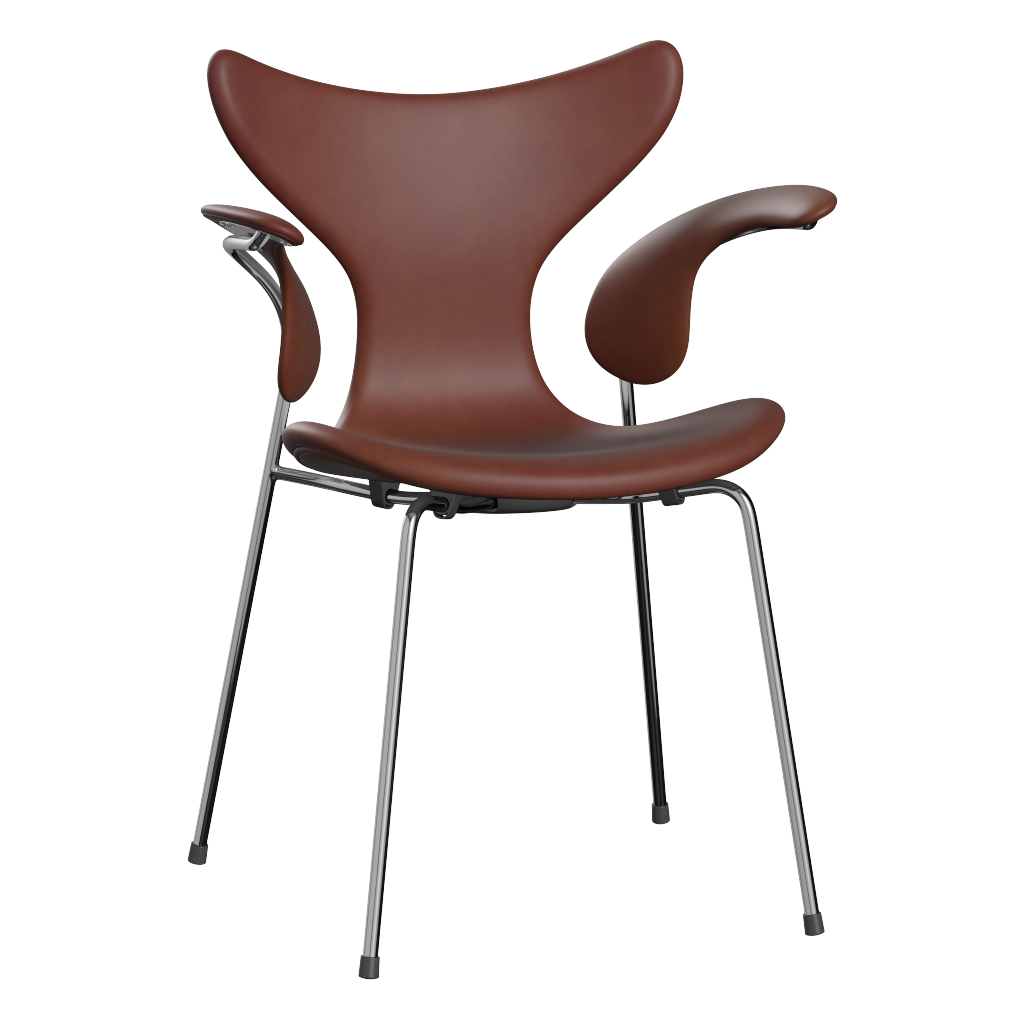 3208 Die Lilie mit Armlehnen, vollgepolstert von Arne Jacobsen - Grace Leder - Chestnut - Jacobsen Plus