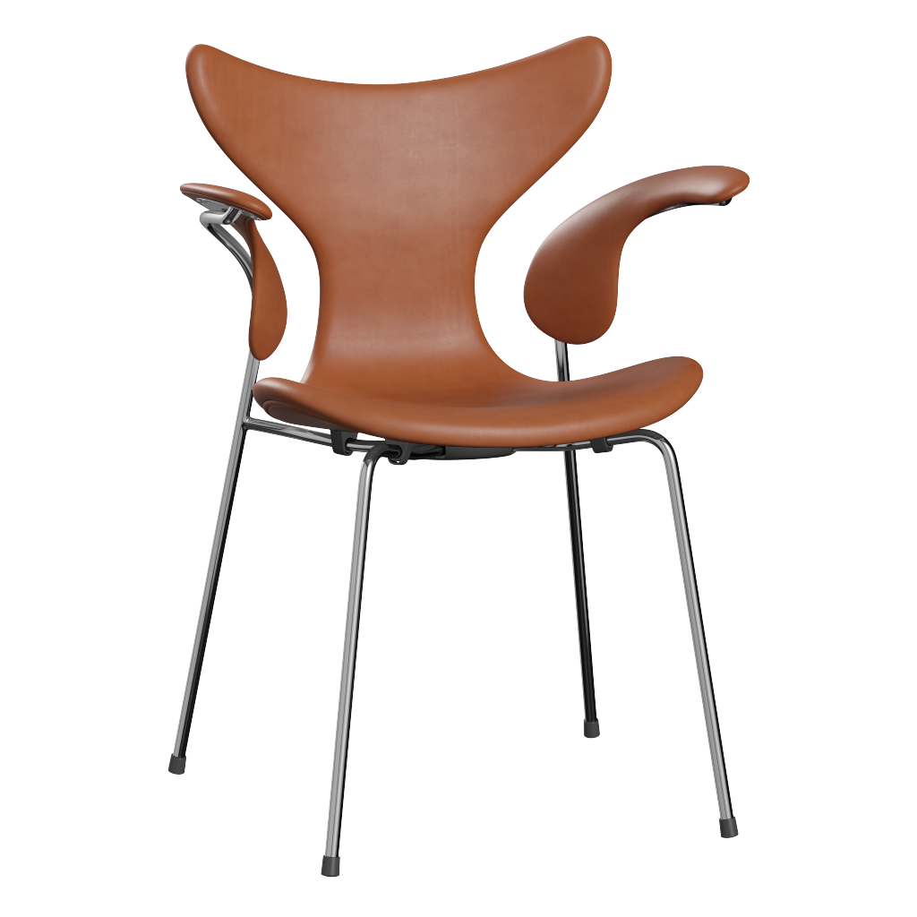 3208 Die Lilie mit Armlehnen, vollgepolstert von Arne Jacobsen - Grace Leder - Walnut - Jacobsen Plus