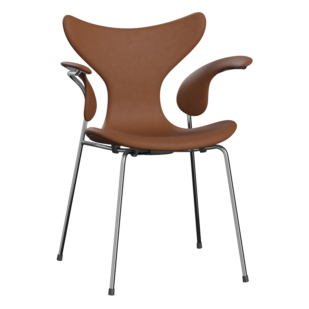 3208 Die Lilie mit Armlehnen, vollgepolstert von Arne Jacobsen - Haze Leder - Walnut - Jacobsen Plus
