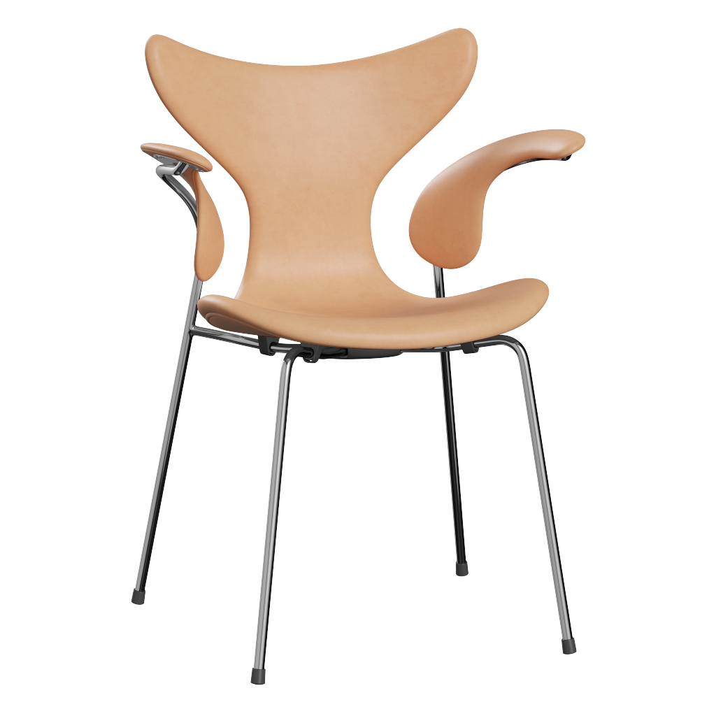 3208 Die Lilie mit Armlehnen, vollgepolstert von Arne Jacobsen - Natural Leder - Jacobsen Plus