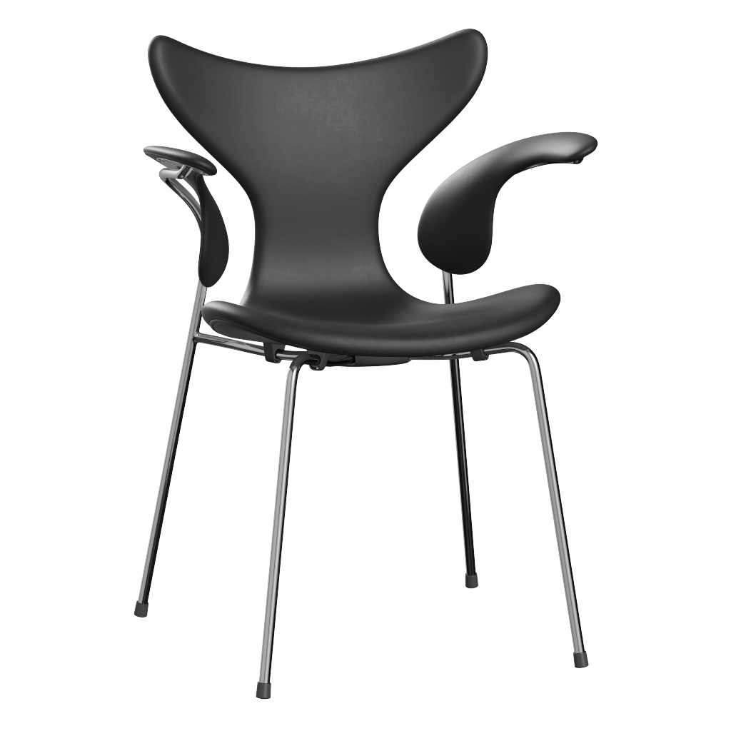 3208 Die Lilie mit Armlehnen, vollgepolstert von Arne Jacobsen - Essential Leder - Black - Jacobsen Plus