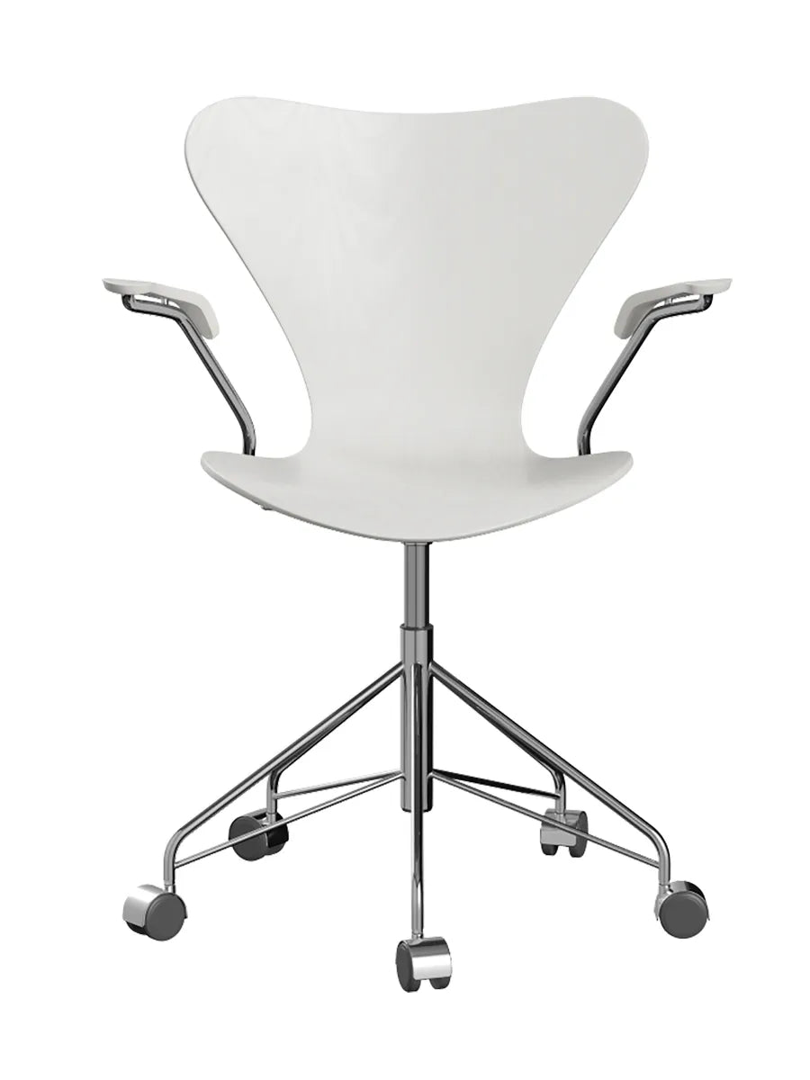 3217 Serie 7 Kontorstol af Arne Jacobsen - Uden polstring / Farvet ask / Hvid - Jacobsen Plus