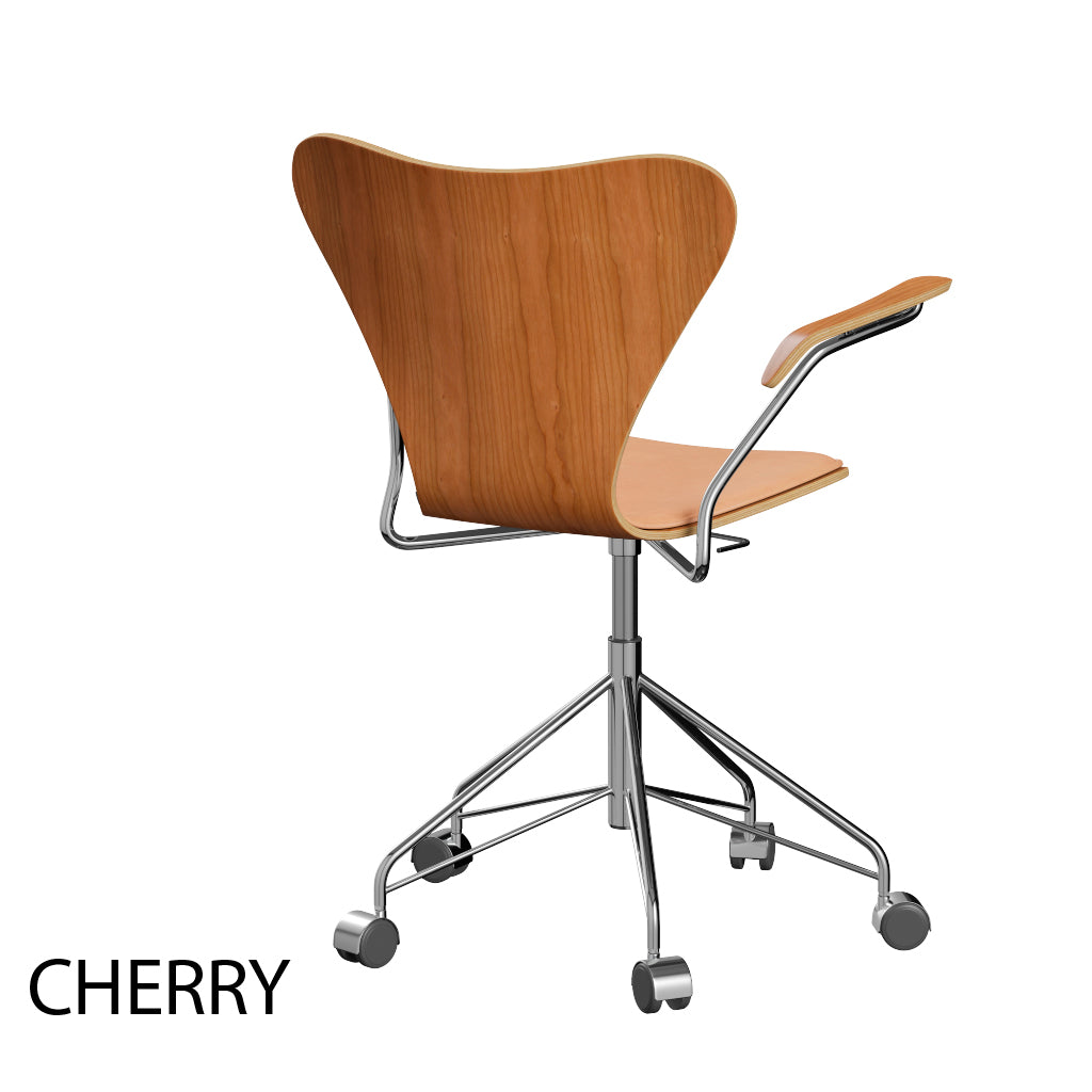 Fritz Hansen - 3217 kontorstol med armlæn, naturfiner og forsidepolstret i Natur læder - 3 - Jacobsen Plus