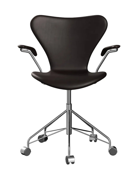 3217 Serie 7 Bürostuhl von Arne Jacobsen - Voll gepolstert / Grace Leder / Dunkelbraun - Jacobsen Plus