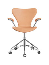 3217 Serie 7 Kontorstol af Arne Jacobsen - Fuldpolstret / Natur læder / Natur - Jacobsen Plus