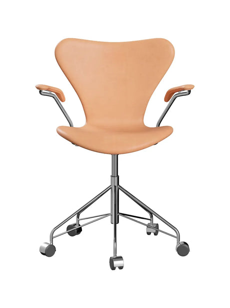 3217 Serie 7 Bürostuhl von Arne Jacobsen - Voll gepolstert / Naturleder / Natur - Jacobsen Plus