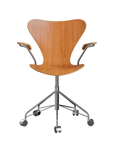 3217 Serie 7 Bürostuhl von Arne Jacobsen - Ohne Polsterung / Kirsche / Keine Farbe - Jacobsen Plus