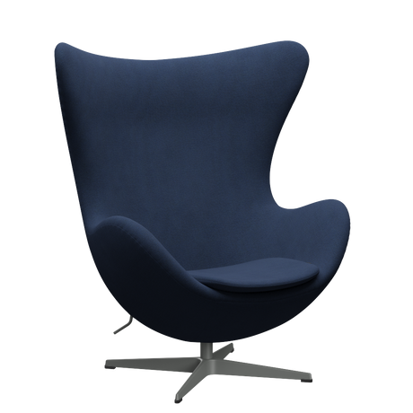 3316 Ægget loungestol, stel i silver grey af Arne Jacobsen - Christianshavn - 1155 Dark Blue - Jacobsen Plus