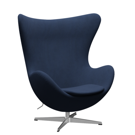 3316 Ægget loungestol, stel i børstet aluminium af Arne Jacobsen - Christianshavn - 1155 Dark Blue - Jacobsen Plus