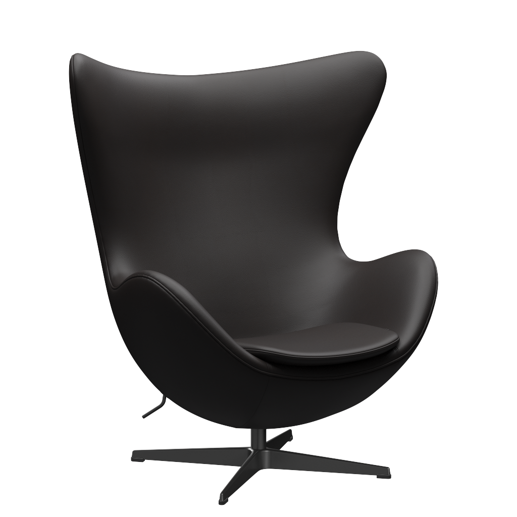 3316 Egg™ Sessel, Gestell in Schwarz von Arne Jacobsen - Aura Leder - Schwarz Braun - Jacobsen Plus