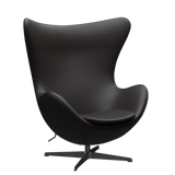 3316 Egg™ Sessel, Gestell in Schwarz von Arne Jacobsen - Aura Leder - Schwarz Braun - Jacobsen Plus